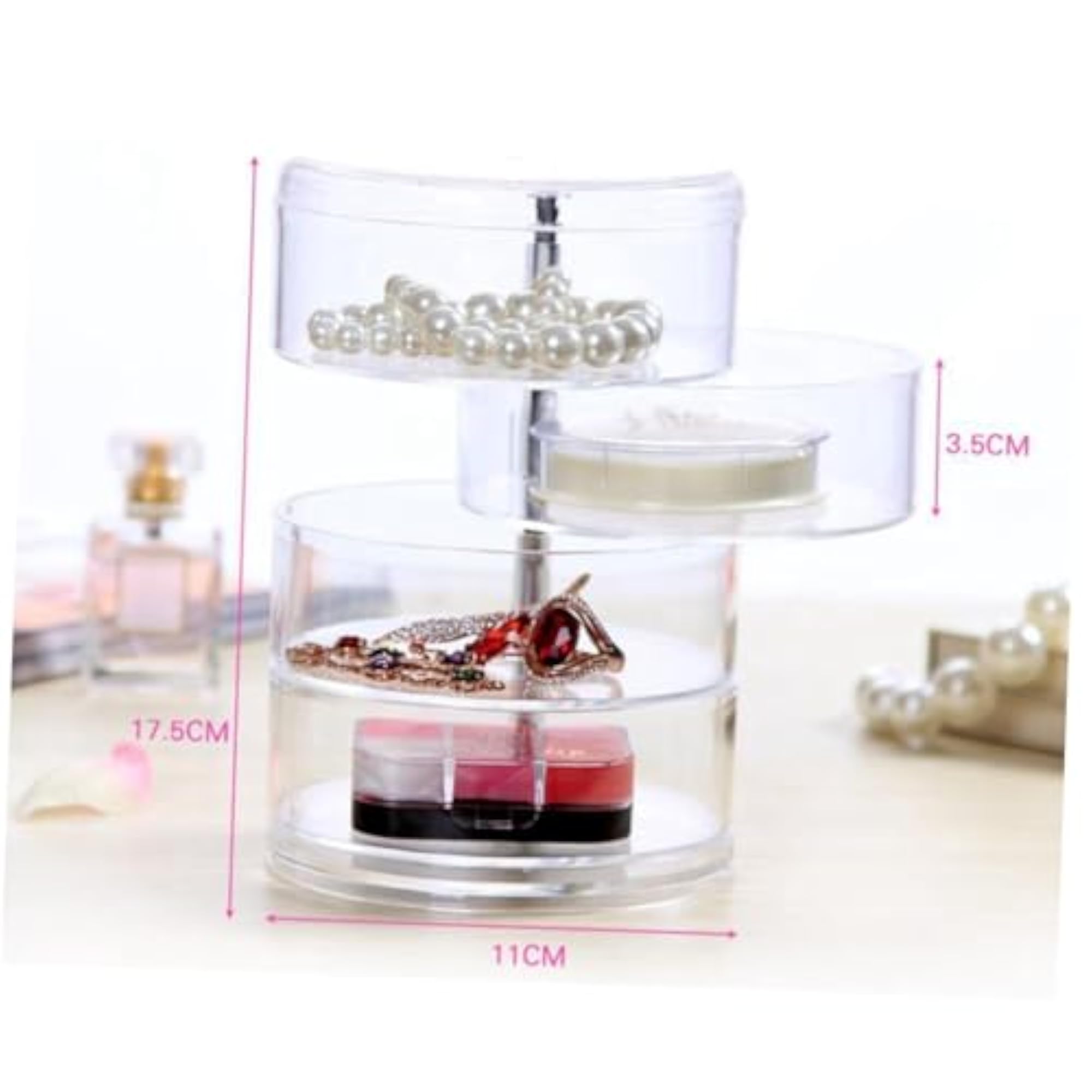 2pcs Transparent Plastic Jewelry Storage Box